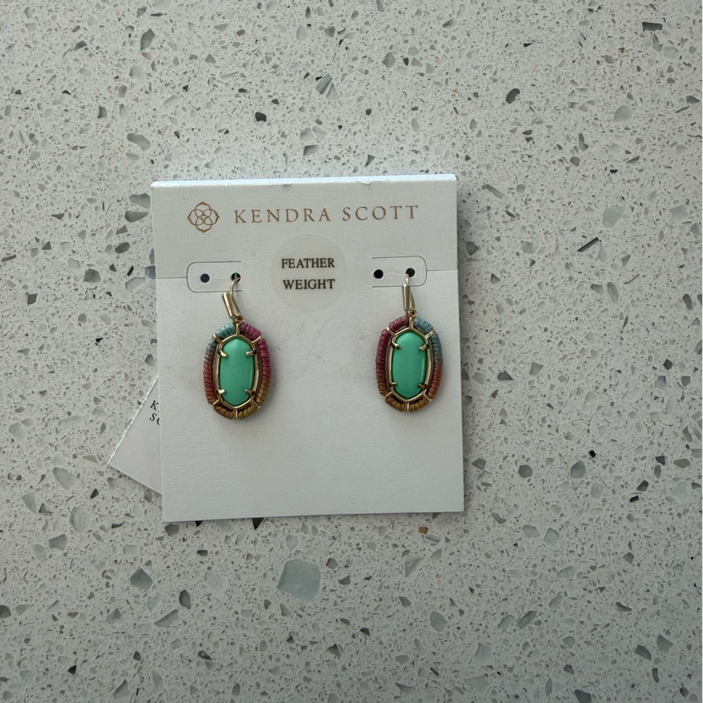 Kendra Scott Turquoise Center Multicolor Woven Drop Earrings